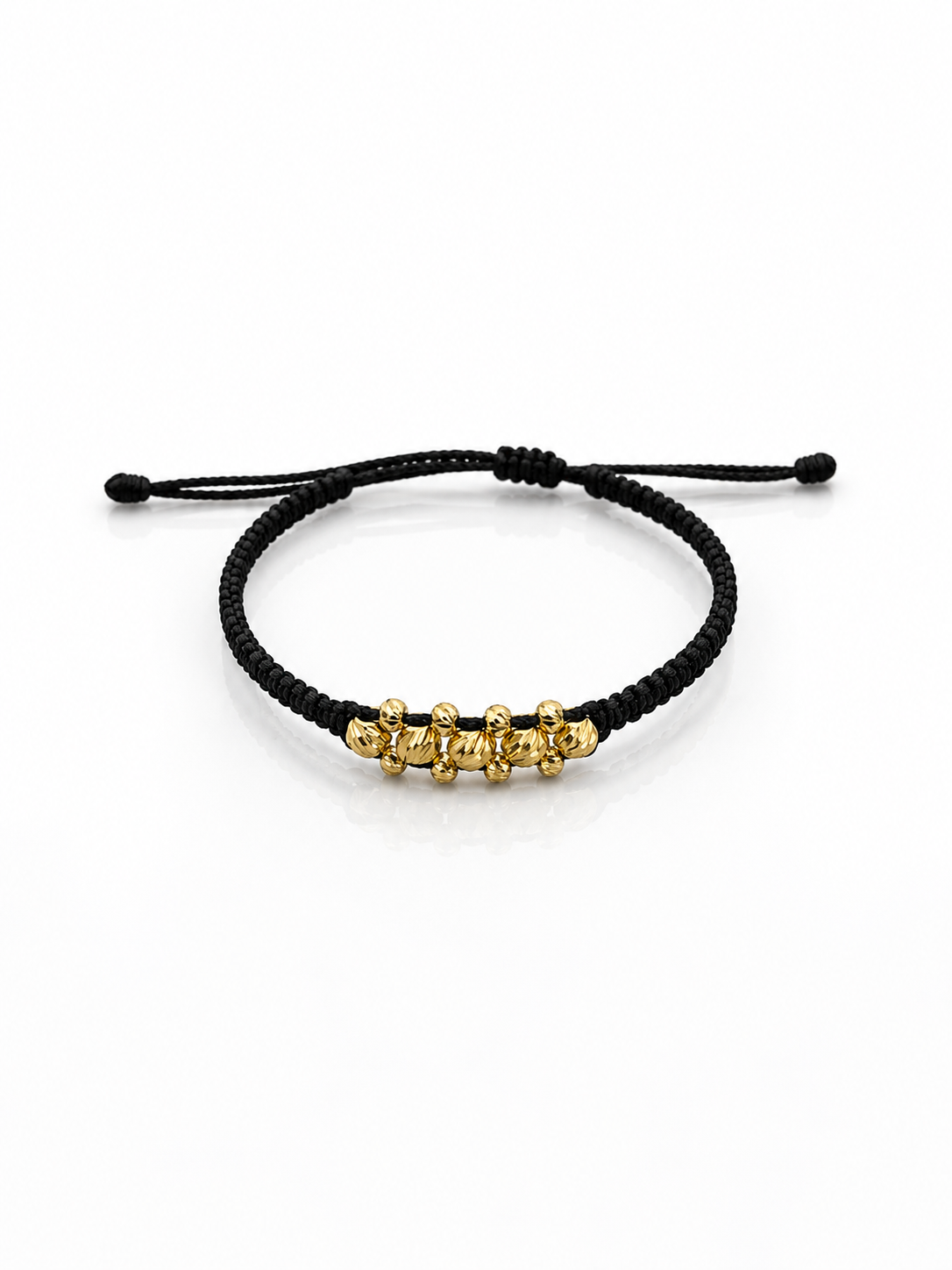 Pulsera Negra Bolas 3mm Diamantadas 8 und Bolas 5mm diamantadas 5 und